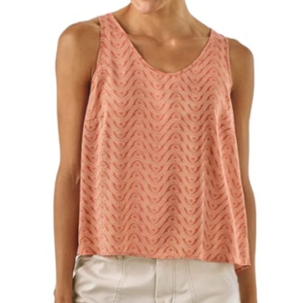 Patagonia Large Orange & White June Lake Sleeveless Top